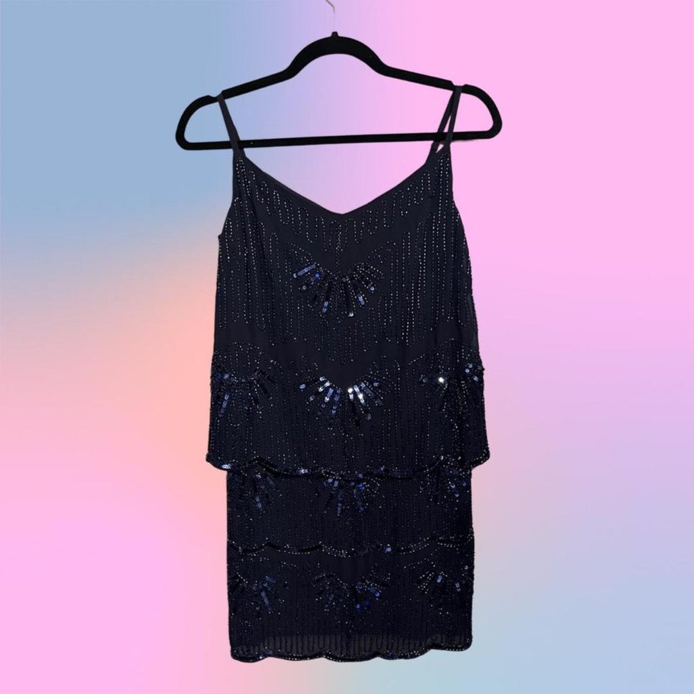 Navy Beaded Cocktail Dress